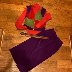 Skirt vest sweater belt matching